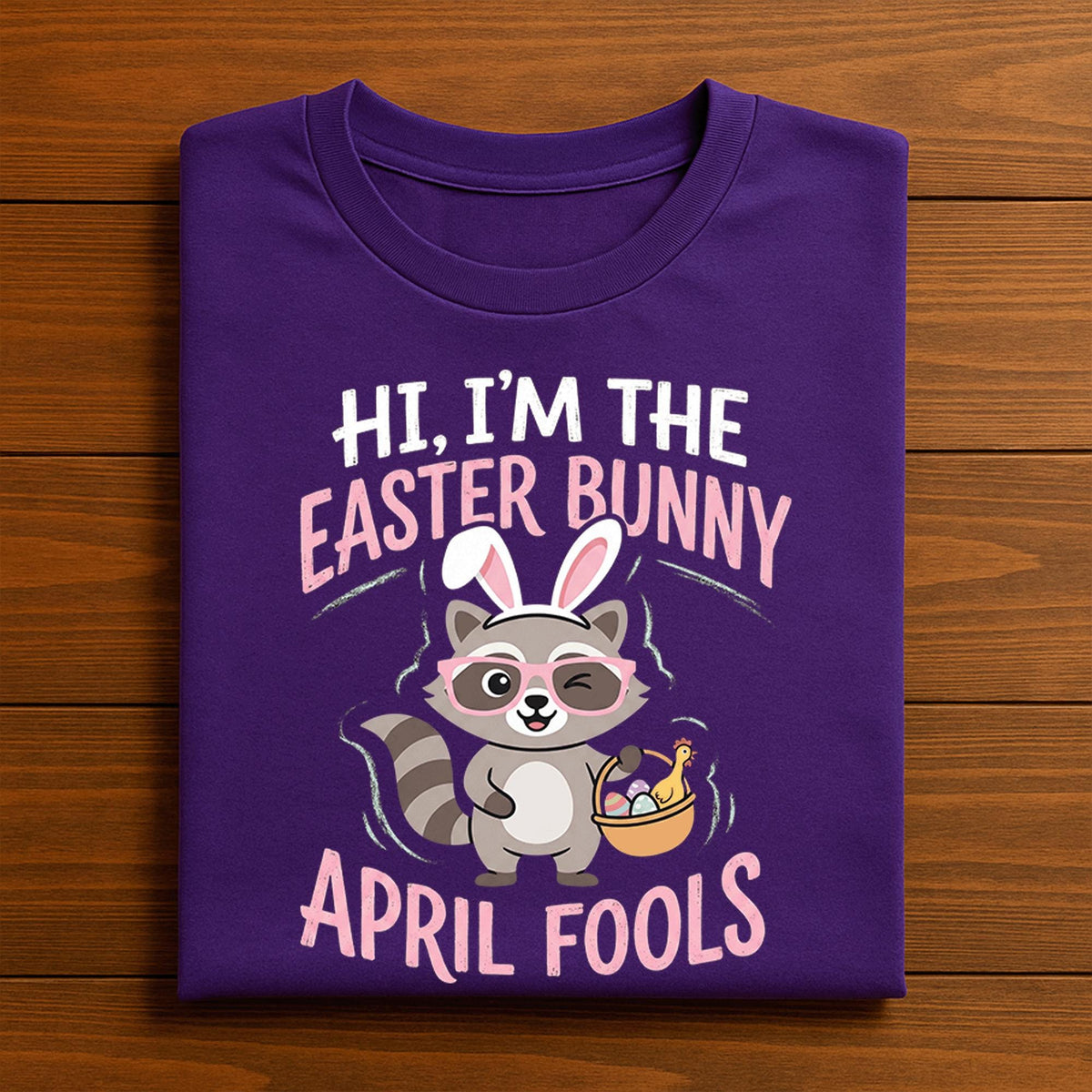 Funny April Fools Easter Bunny Shirt – Raccoon Costume Tee, April Fools Day Hoodie, Sweatshirt Gift for Kids, Men, Women, Easter Joke Day