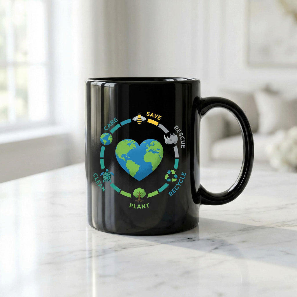 Care Save Recycle Plant Mug Earth Day Environmental Awareness Coffee Cup Gift Earth Cup Gift