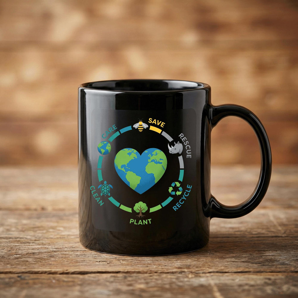 Care Save Recycle Plant Mug Earth Day Environmental Awareness Coffee Cup Gift Earth Cup Gift