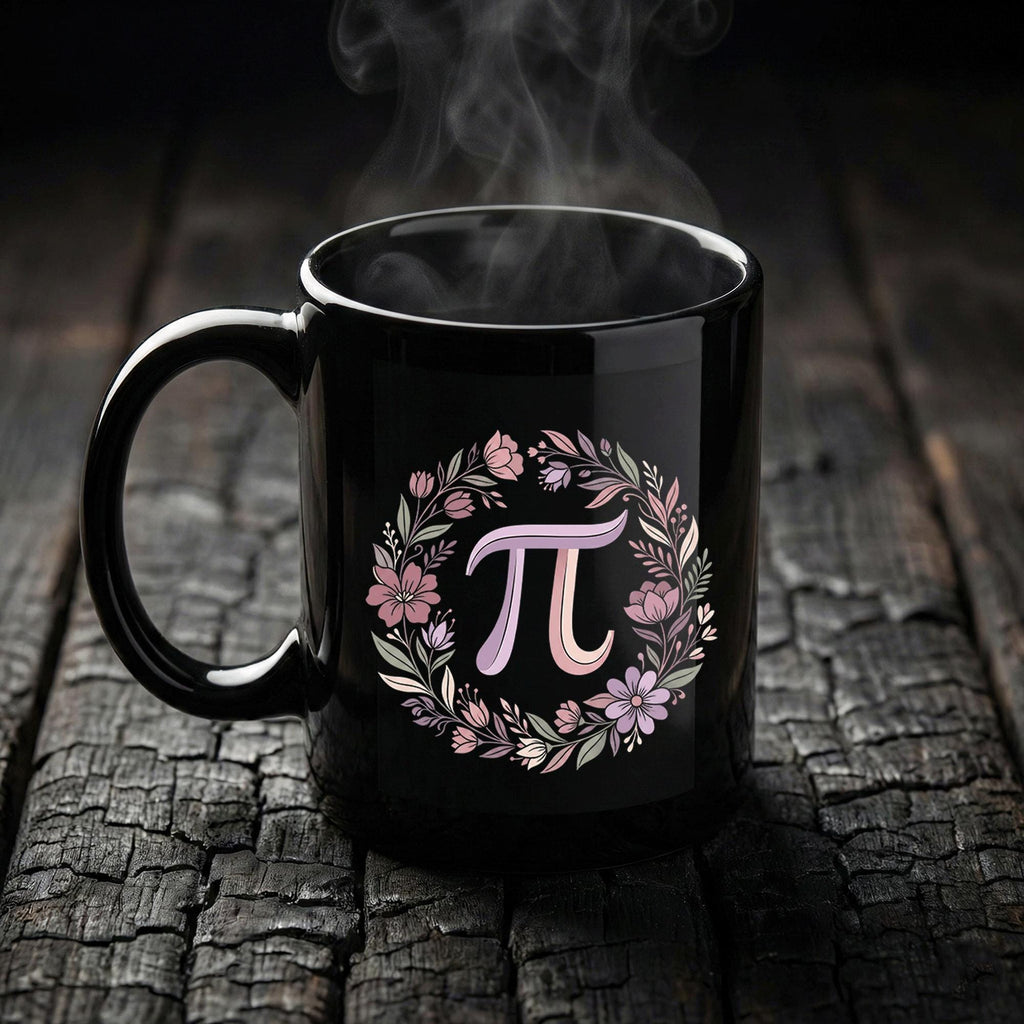 Floral Pi Mug Math Symbol with Flower Wreath Cute STEM Gift Coffee Cup Teacher Cup Pi Day Coffee Mug