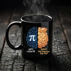 Left Brain Right Brain Pi Mug Funny Math and Pie Lover Coffee Cup Gift Teacher Cup Pi Day Coffee Mug