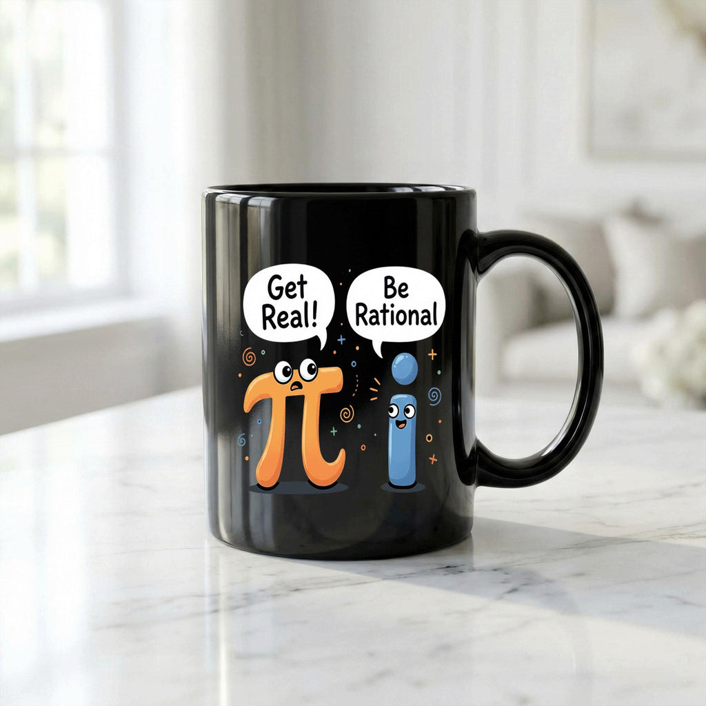 Get Real Be Rational Funny Math Mug Pi vs Imaginary Number Joke Coffee Cup Gift Teacher Cup Pi Day Coffee Mug
