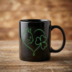 Lucky Cat & Shamrock Heart Mug Cats Coffee Mug Saint Paddy Cup