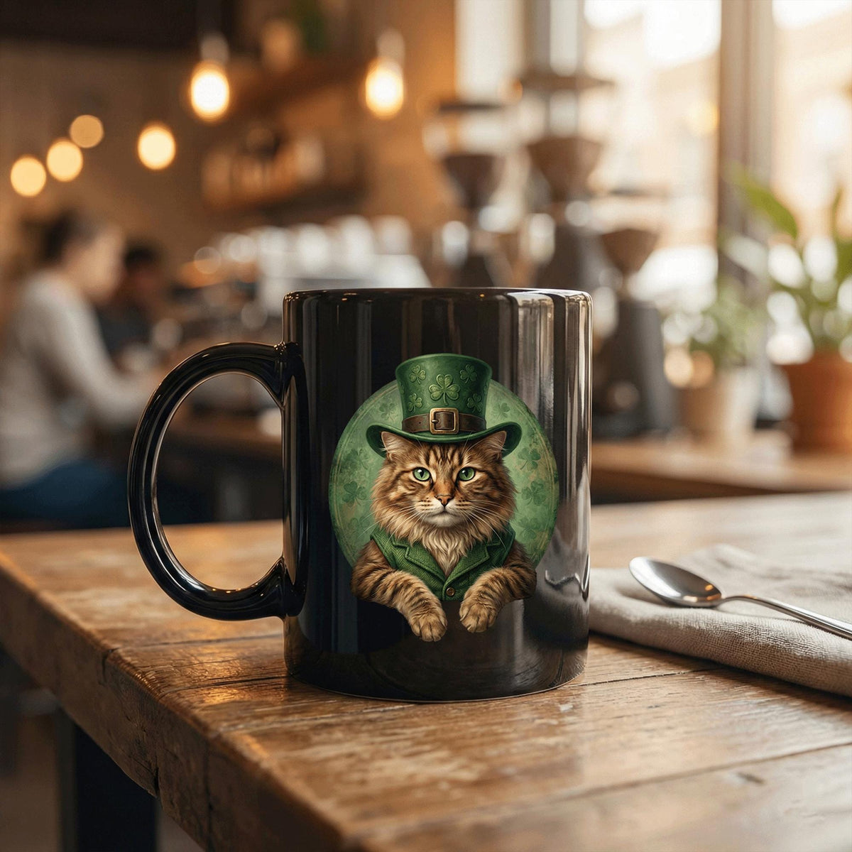 Lucky Leprechaun Cat Mug Cute Cat Coffee Mug Saint Paddy Cup