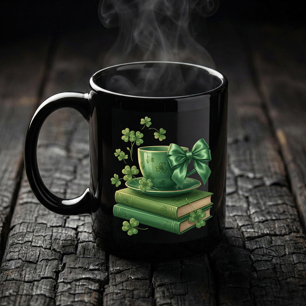 Shamrock Librarian Reader Book St. Patricks Day Teacher Coffee Mug Saint Paddy Cup