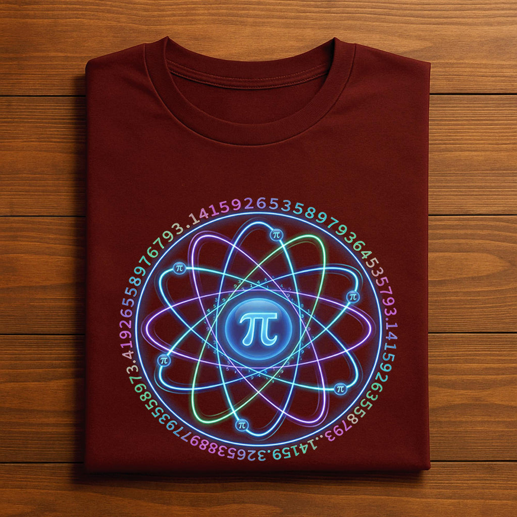 Pi Atom Shirt – Neon Science Math Symbol Tee with Digits Orbit, Hoodie, Sweatshirt Gift for Nerds, Teachers, STEM Fans, Students