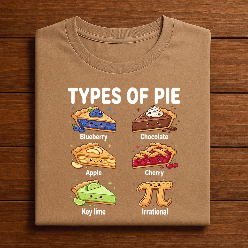 Types of Pie Shirt – Cute Kawaii Pi Day Dessert Tee with Funny Flavors, Hoodie, Sweatshirt Gift for Math Lovers, Foodies, Nerds