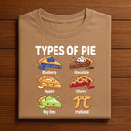 Types of Pie Shirt – Cute Kawaii Pi Day Dessert Tee with Funny Flavors, Hoodie, Sweatshirt Gift for Math Lovers, Foodies, Nerds