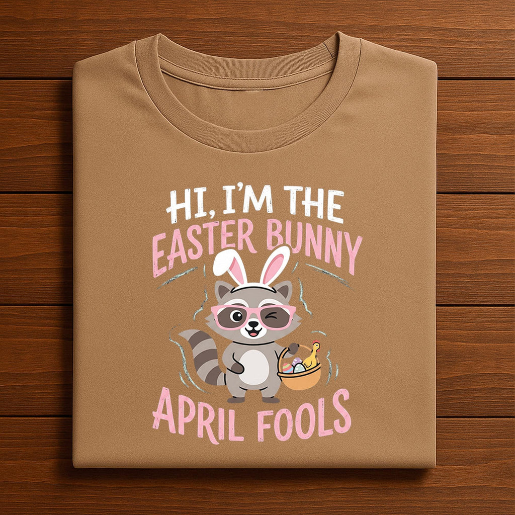 Funny April Fools Easter Bunny Shirt – Raccoon Costume Tee, April Fools Day Hoodie, Sweatshirt Gift for Kids, Men, Women, Easter Joke Day