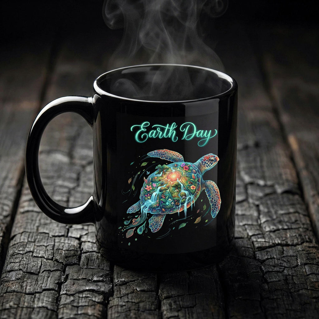 Earth Day Sea Turtle Mug Colorful Ocean Wildlife Environmental Coffee Cup Gift Earth Cup Gift