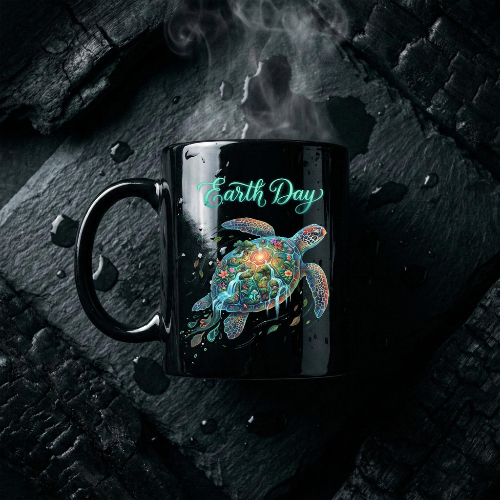 Earth Day Sea Turtle Mug Colorful Ocean Wildlife Environmental Coffee Cup Gift Earth Cup Gift