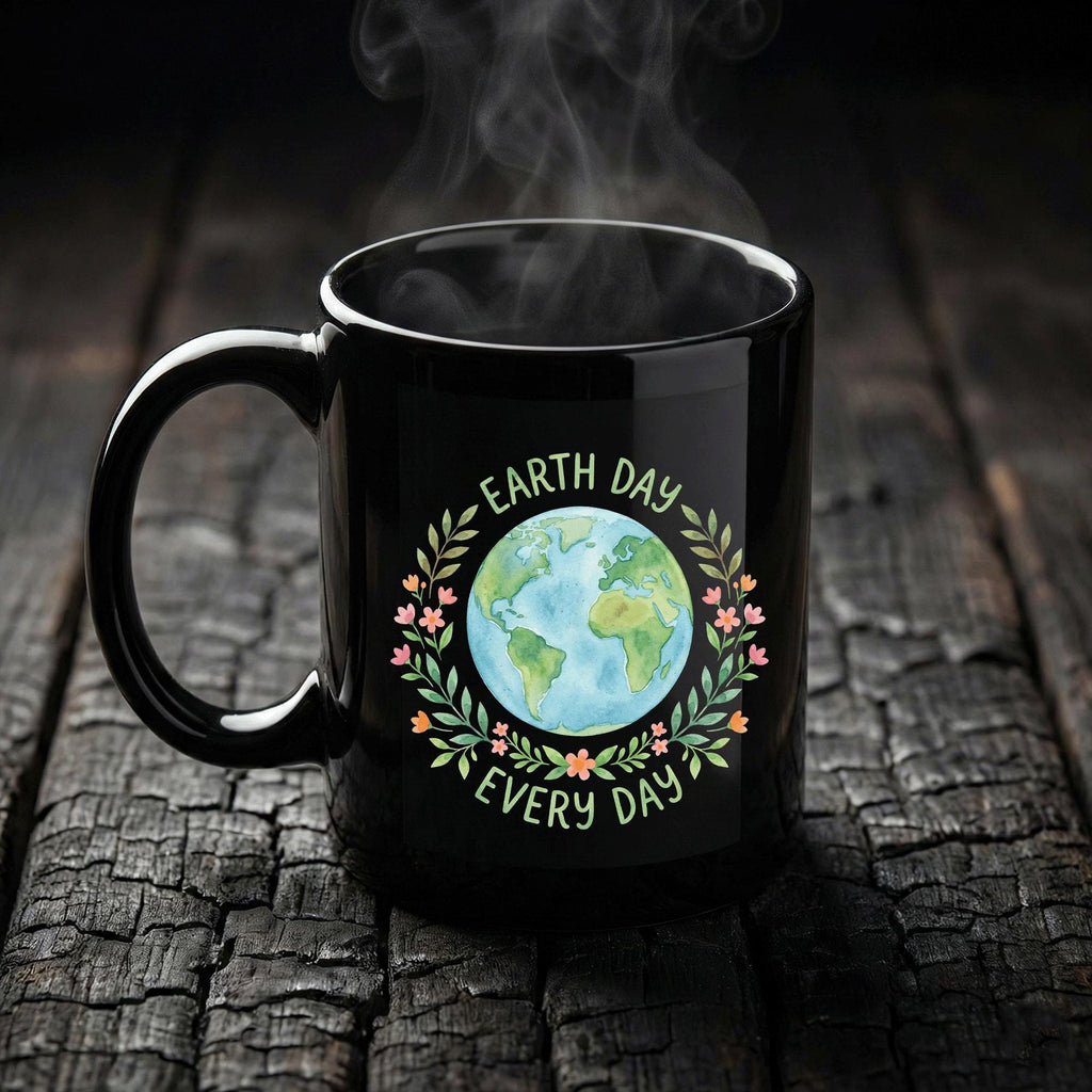 Earth Day Every Day Mug Floral Globe Environmental Awareness Coffee Cup Gift Earth Cup Gift