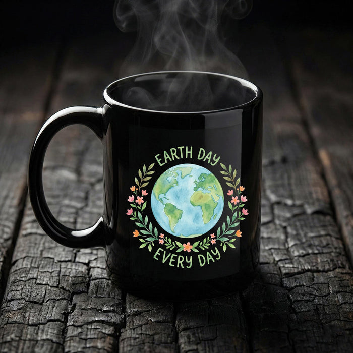 Earth Day Every Day Mug Floral Globe Environmental Awareness Coffee Cup Gift Earth Cup Gift
