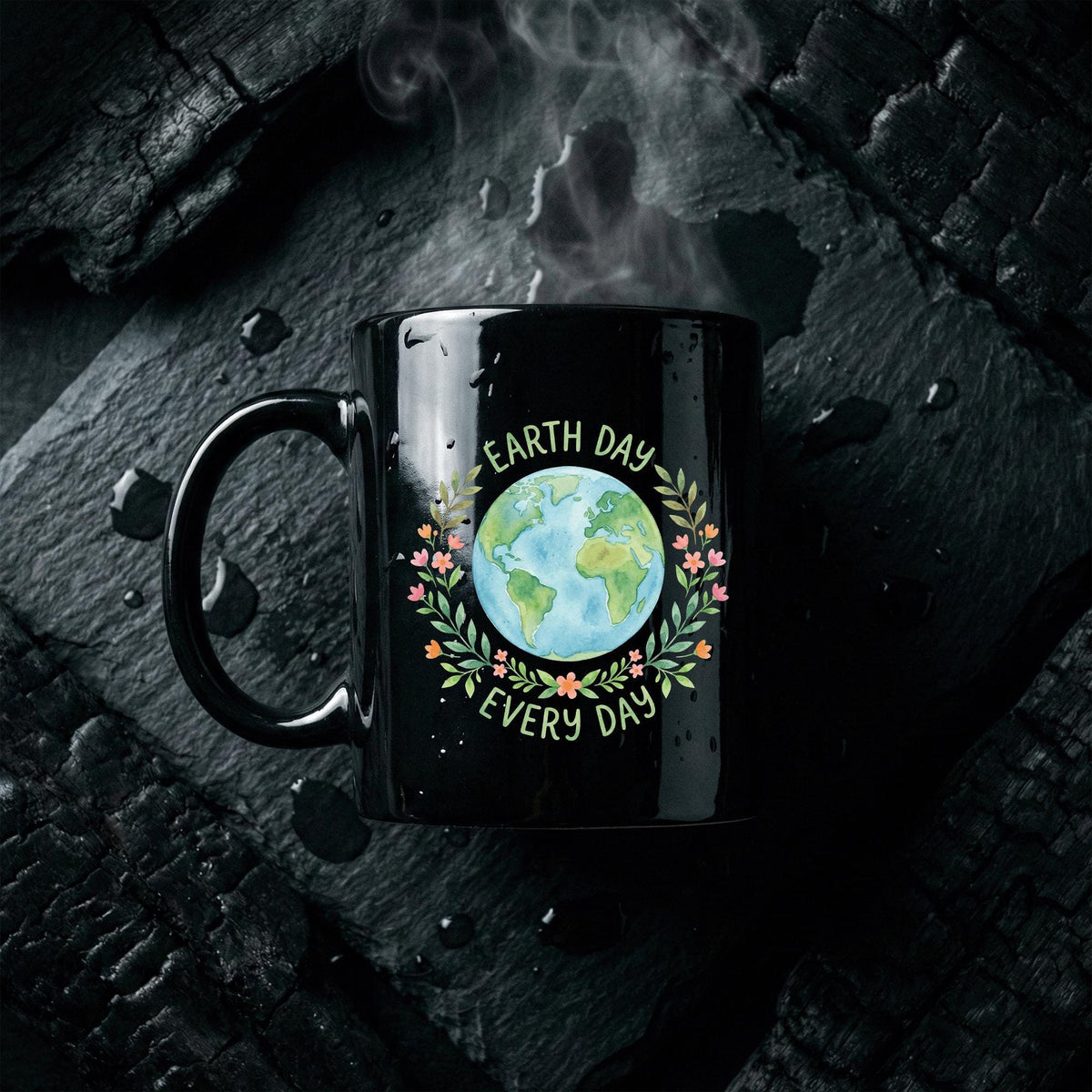Earth Day Every Day Mug Floral Globe Environmental Awareness Coffee Cup Gift Earth Cup Gift