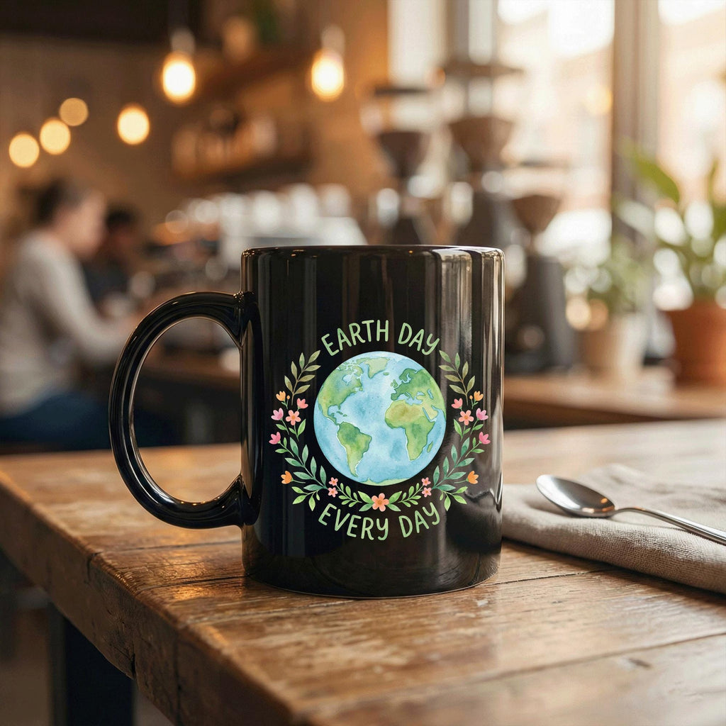 Earth Day Every Day Mug Floral Globe Environmental Awareness Coffee Cup Gift Earth Cup Gift