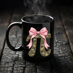 Camo Pi Symbol Mug with Pink Bow Cute Math Gift for Girls STEM Coffee Cup Teacher Cup Pi Day Coffee Mug