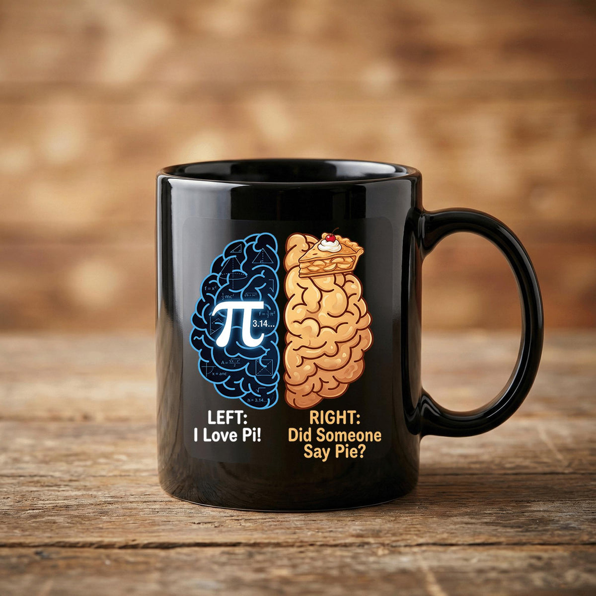 Left Brain Right Brain Pi Mug Funny Math and Pie Lover Coffee Cup Gift Teacher Cup Pi Day Coffee Mug