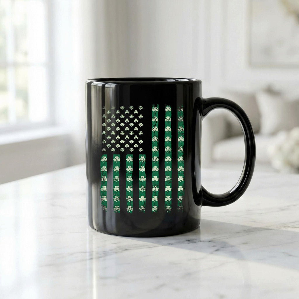 St. Patrick’s Day Coffee Mug Shamrock American Flag Mug Saint Paddy Cup