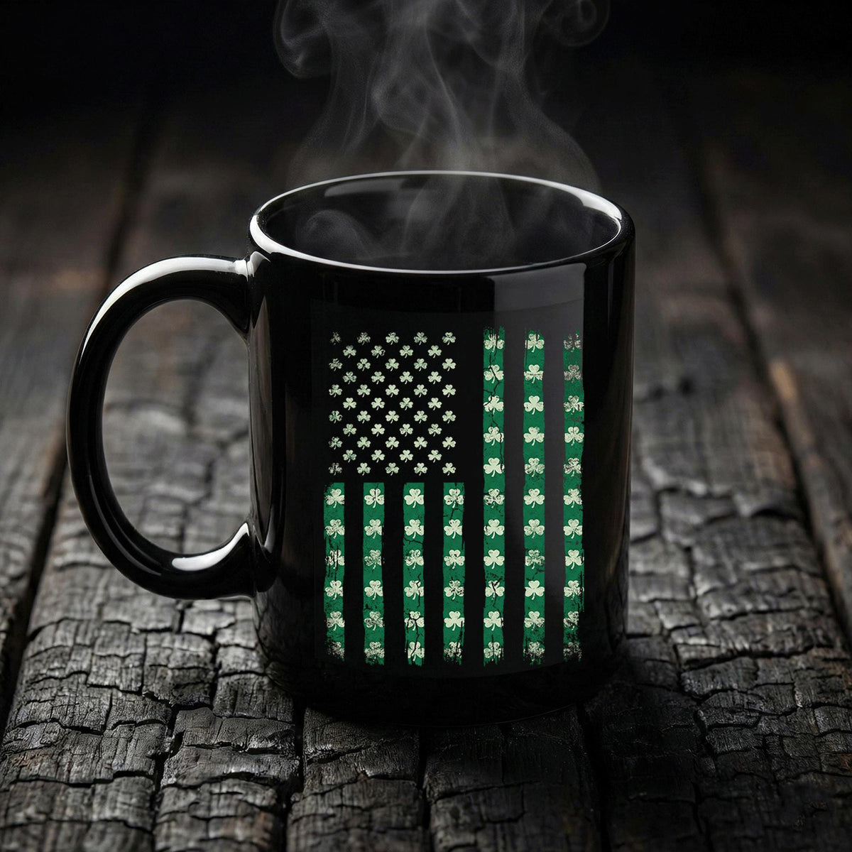 St. Patrick’s Day Coffee Mug Shamrock American Flag Mug Saint Paddy Cup