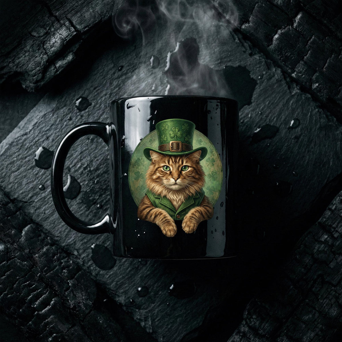 Lucky Leprechaun Cat Mug Cute Cat Coffee Mug Saint Paddy Cup