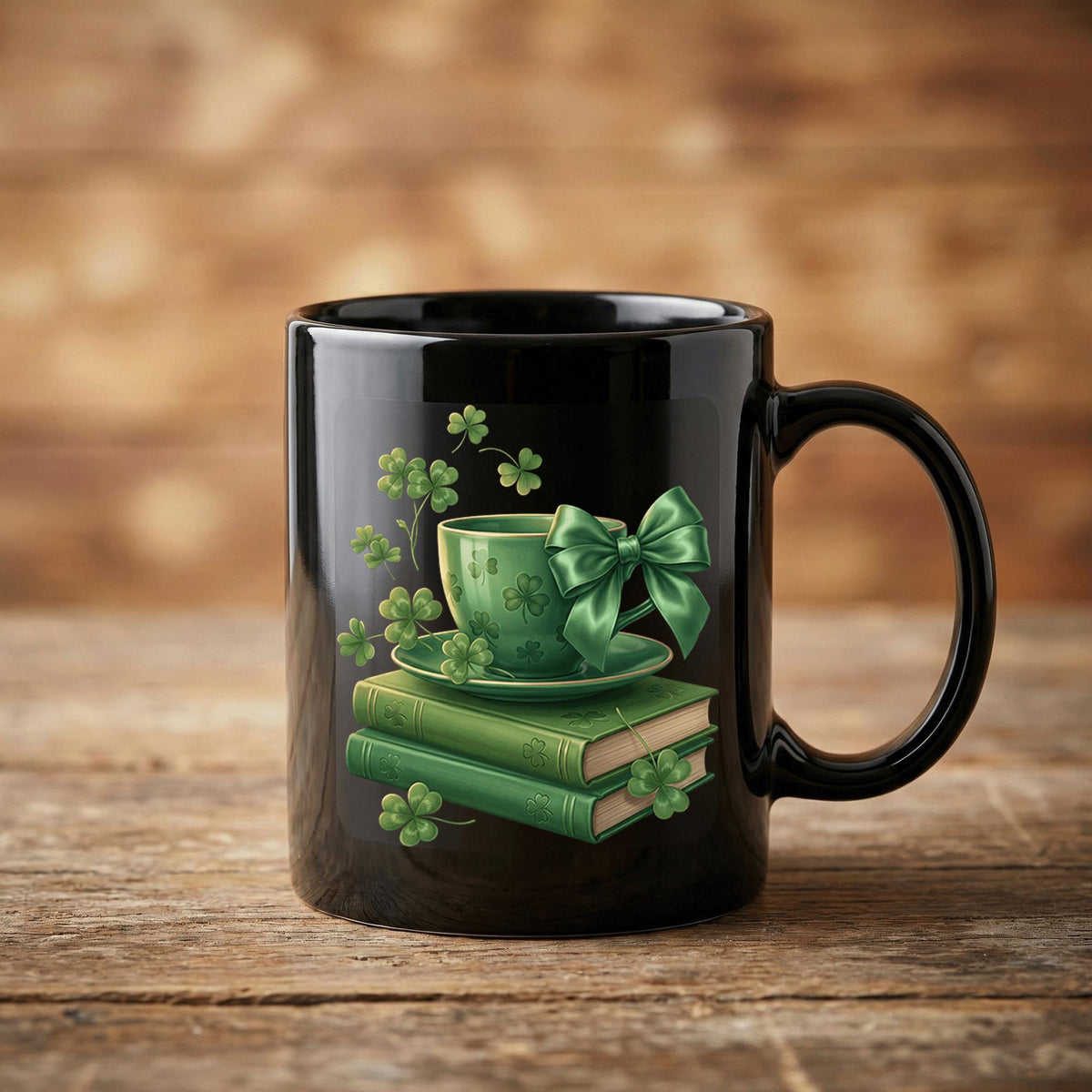 Shamrock Librarian Reader Book St. Patricks Day Teacher Coffee Mug Saint Paddy Cup