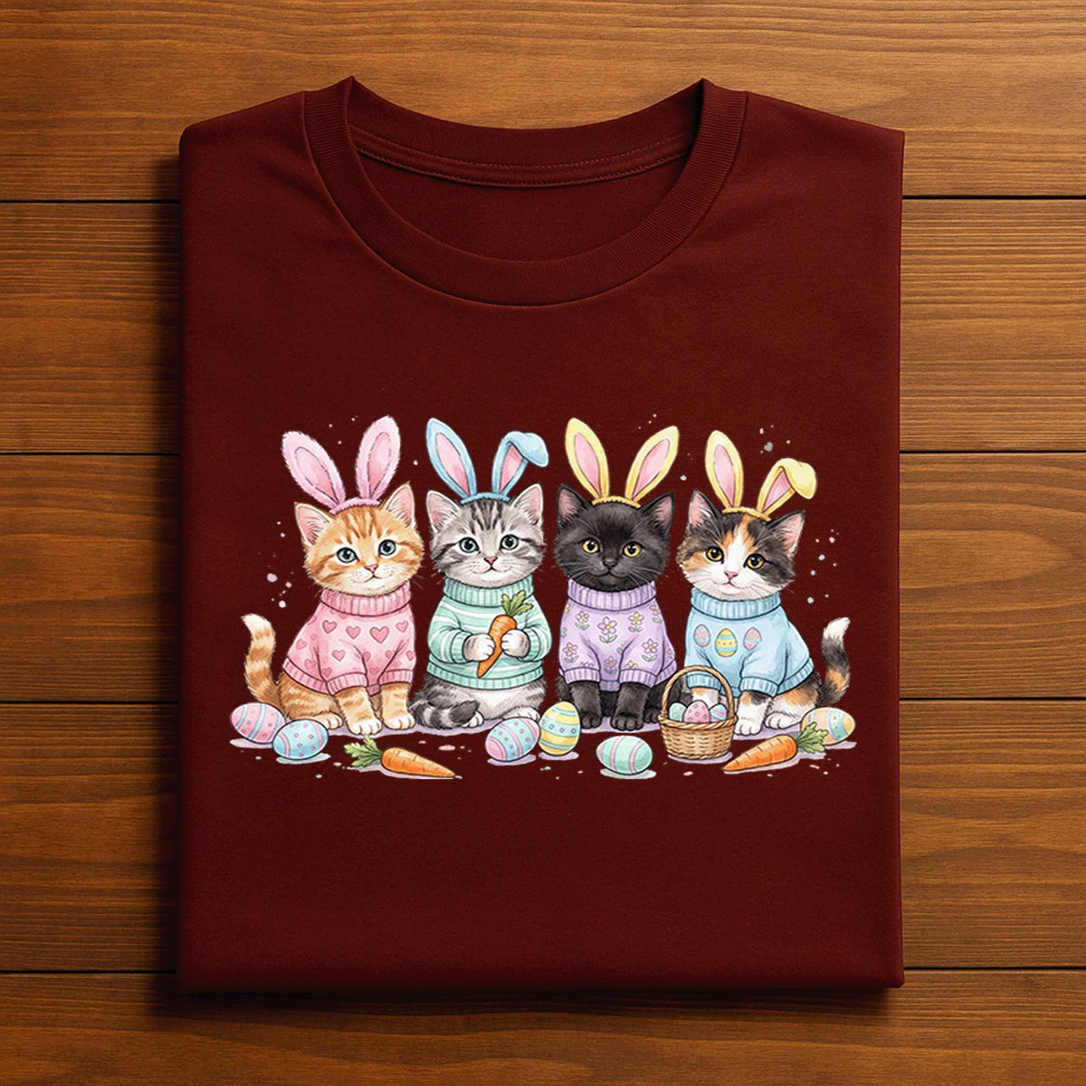 Cute Easter Cats Shirt, Kittens With Bunny Ears Easter Tee, Cat Lover Easter Shirt, Funny Spring Cat Graphic Tee, Easter Egg Hunt Gift