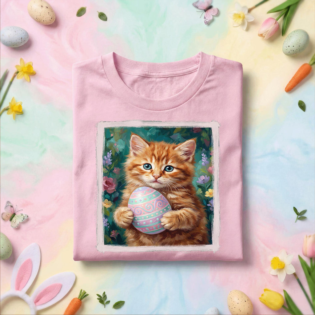 Cute Easter Kitten Shirt, Cat Holding Easter Egg Tee, Cat Lover Easter Shirt, Spring Kitten Graphic Tee, Pastel Easter Holiday Gift