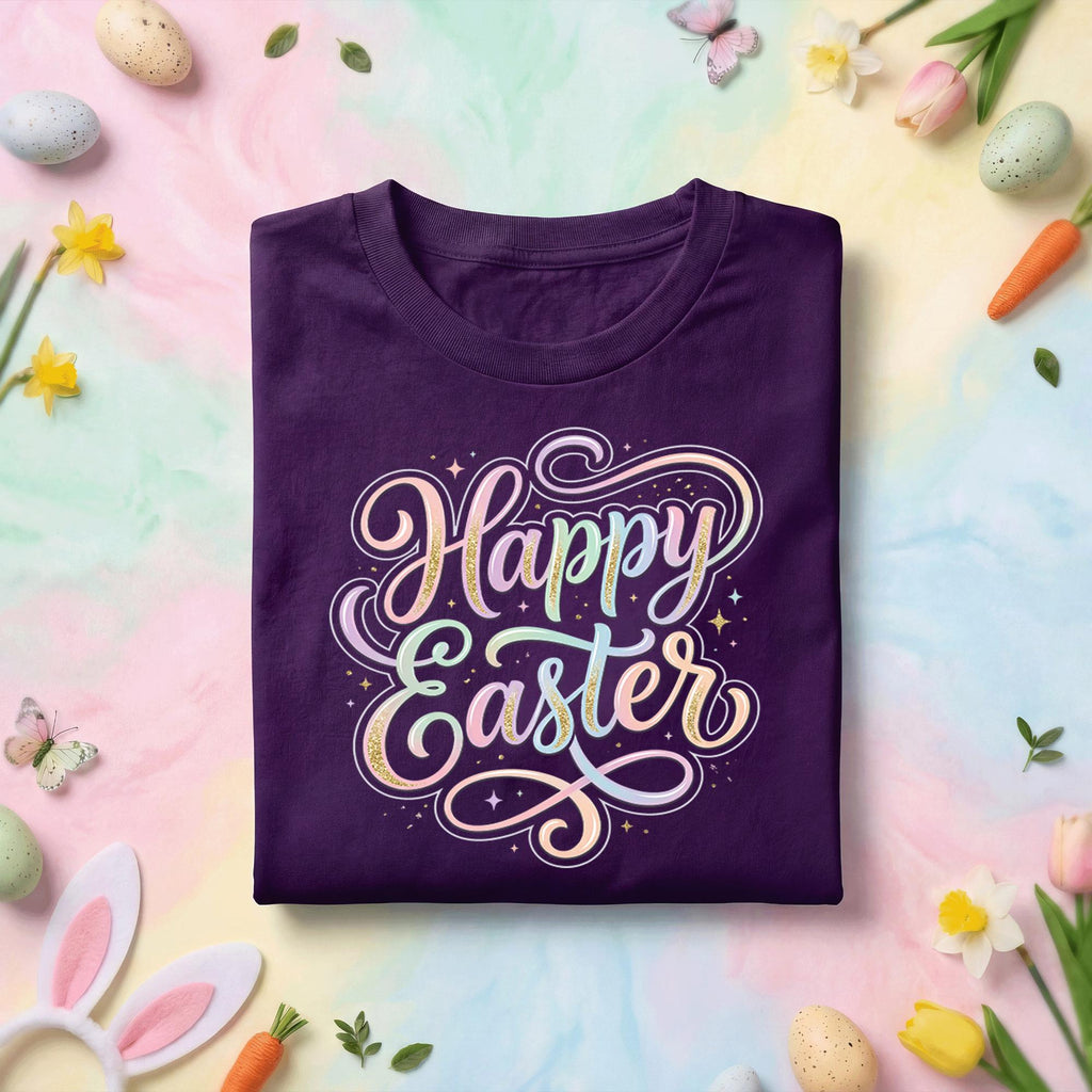 Happy Easter Shirt, Pastel Happy Easter Typography Tee, Cute Spring Easter Graphic Shirt, Easter Holiday Gift Tee