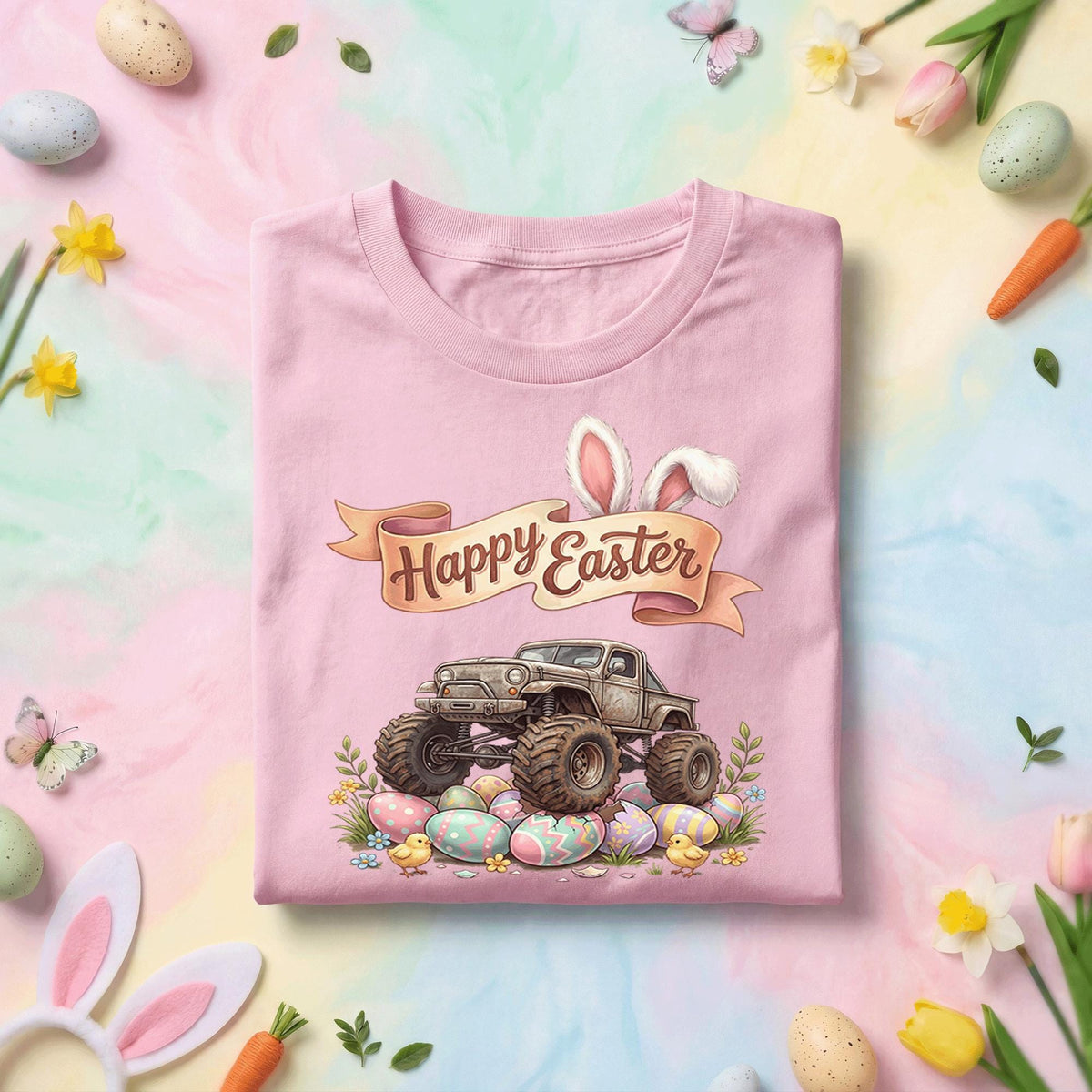 Funny Easter Monster Truck Shirt, Happy Easter Bunny Ears Truck Tee, Kids Easter Egg Hunt Truck Shirt, Off Road Easter Gift
