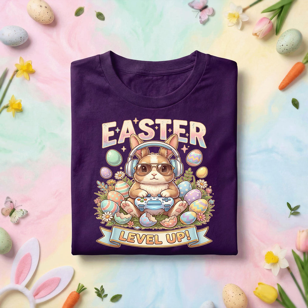 Funny Easter Gamer Bunny Shirt, Easter Level Up Gamer Bunny Tee, Cute Gaming Easter Rabbit Graphic Shirt, Gamer Easter Gift