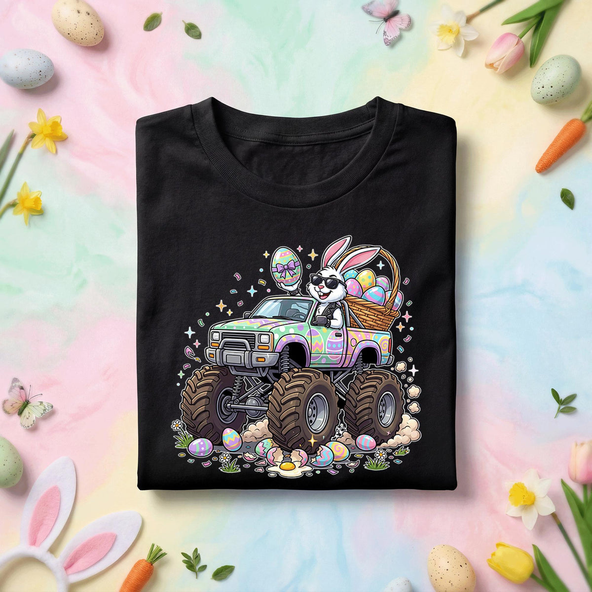Funny Easter Bunny Monster Truck Shirt, Easter Bunny Truck Graphic Tee