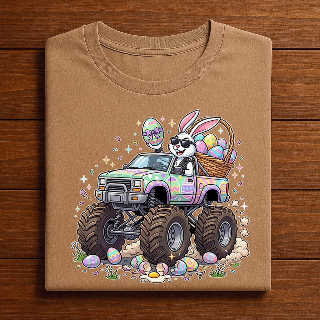 Funny Easter Bunny Monster Truck Shirt, Easter Bunny Truck Graphic Tee, Cute Egg Hunt Monster Truck Shirt, Kids Easter Truck Gift