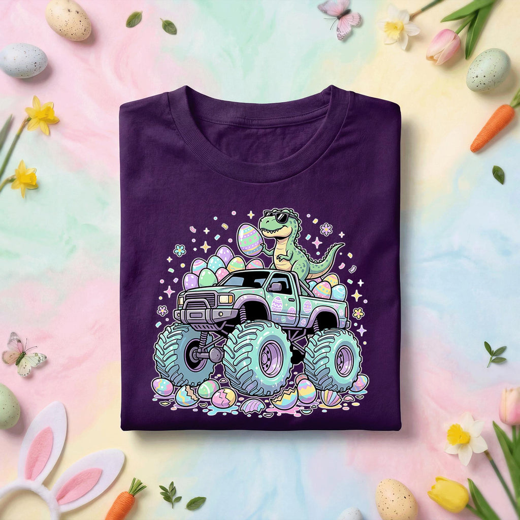 Funny Easter Dinosaur Monster Truck Shirt Boys, Dino Easter Truck Graphic Tee, Cute T Rex Easter Egg Monster Truck Shirt, Kids Easter Gift