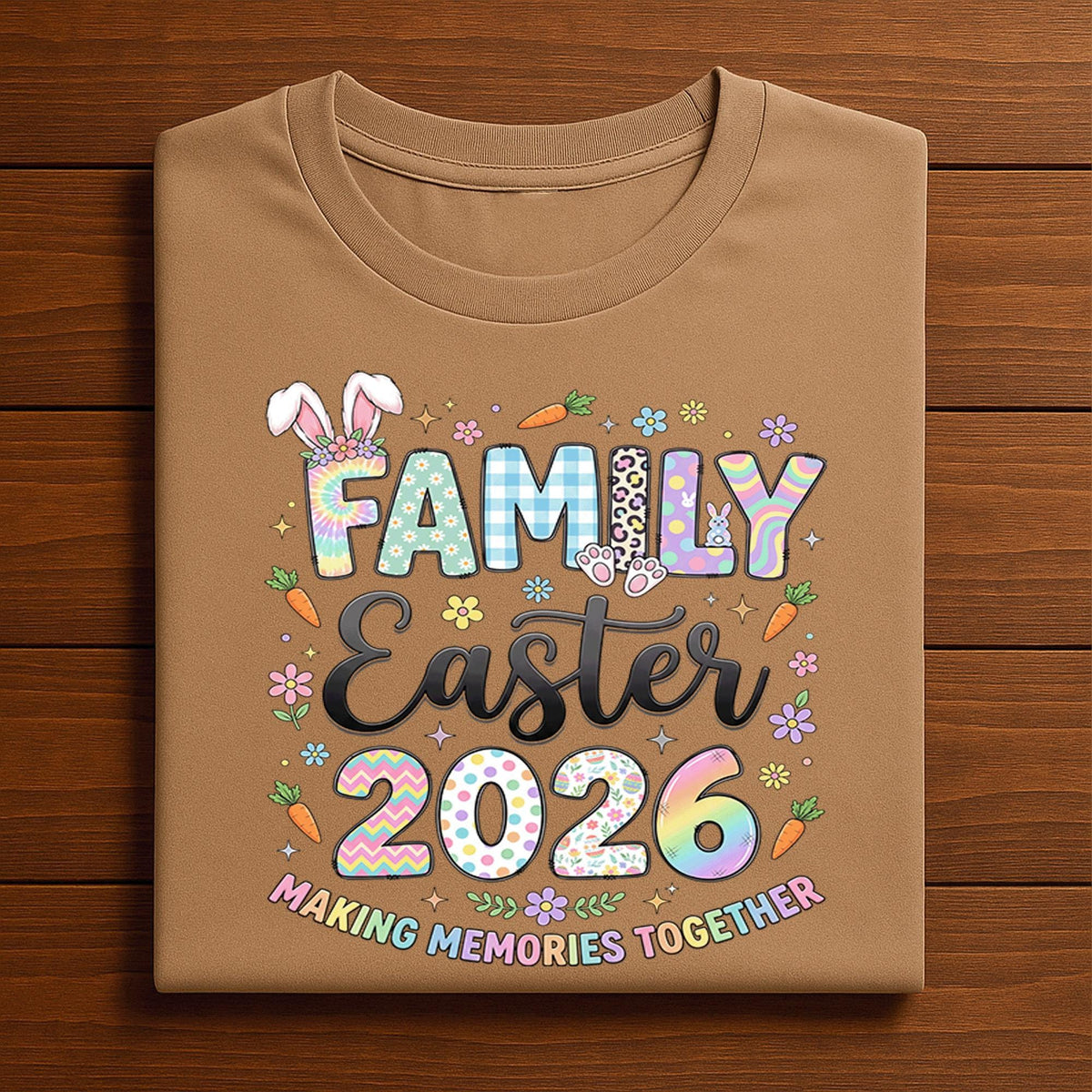 Family Easter 2026 Shirt Making Memories Together, Cute Bunny Ears Carrot Easter Family Matching Tee, Pastel Spring Easter Shirt