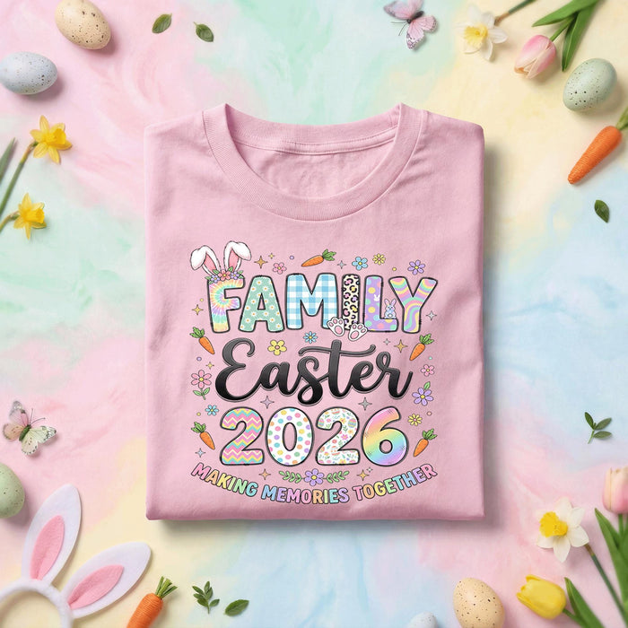 Family Easter 2026 Shirt Making Memories Together, Cute Bunny Ears Carrot Easter Family Matching Tee