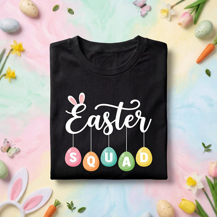 Easter Squad Bunny Ears Shirt Cute Easter Egg Squad Graphic Tee, Matching Family Easter Shirt
