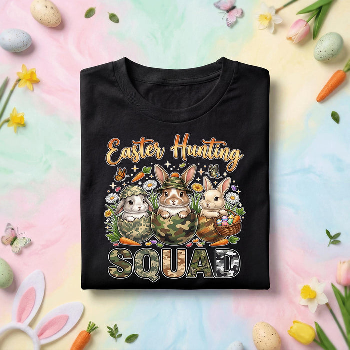 Easter Hunting Squad Bunny Shirt Camo Easter Bunny Graphic Tee, Funny Easter Egg Hunt Squad Shirt