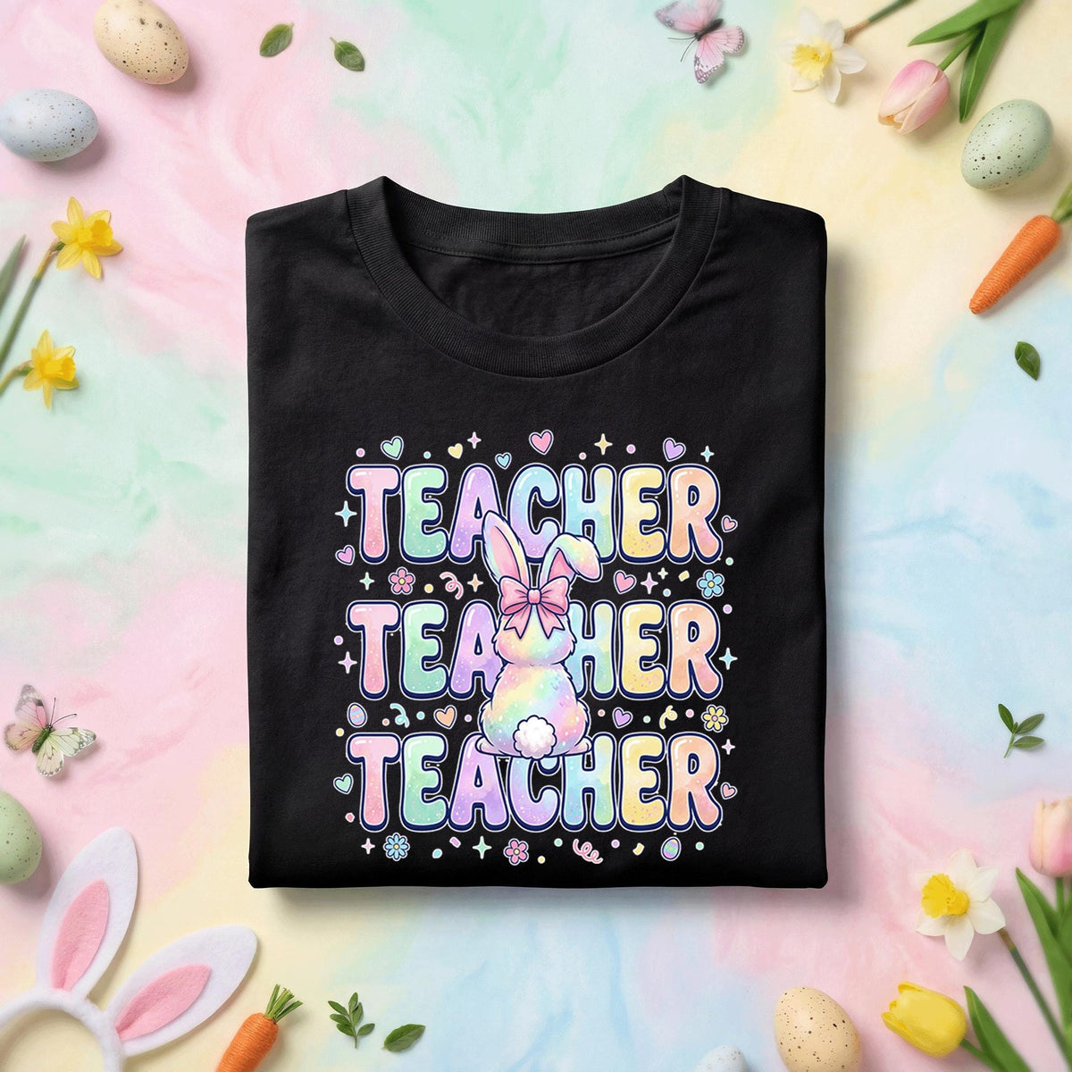 Teacher Easter Shirt Cute Bunny Teacher Tee Pastel Spring Teacher Gift Easter Bunny Shirt Teacher Holiday Shirt