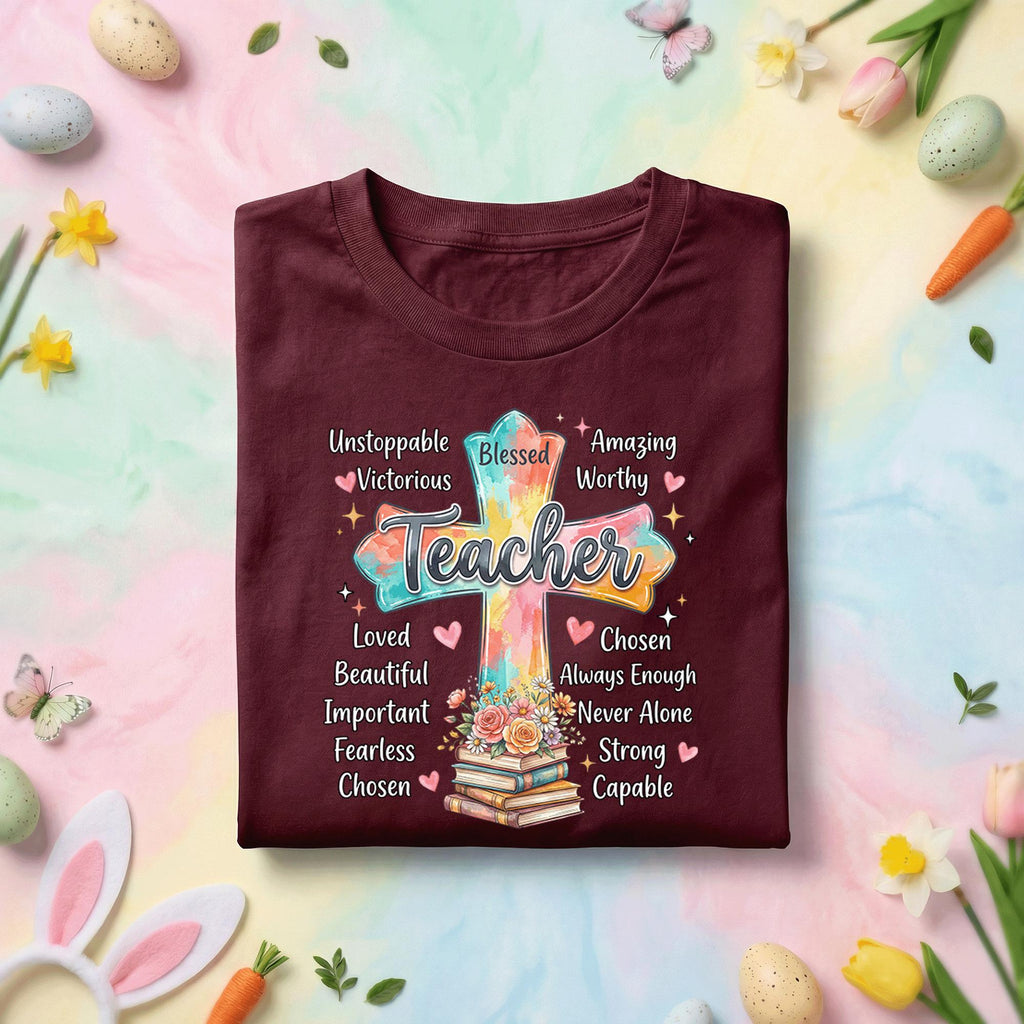 Christian Teacher Shirt Blessed Teacher Cross Shirt Faith Teacher Gift Religious Teacher Tee Inspirational Teacher Appreciation Shirt