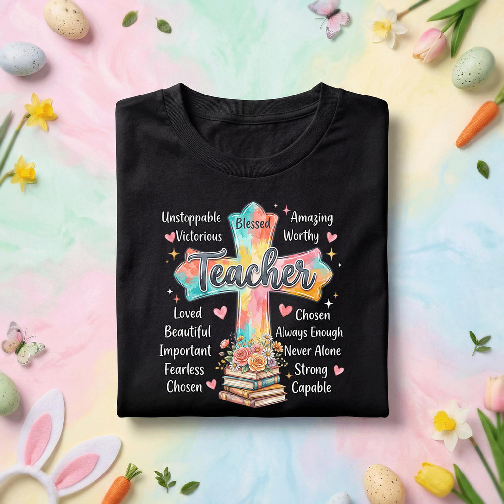 Christian Teacher Shirt Blessed Teacher Cross Shirt Faith Teacher Gift Religious Teacher Tee Inspirational Teacher Appreciation Shirt