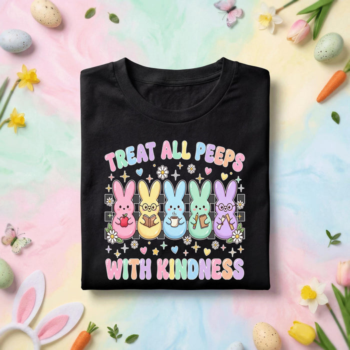 Treat All Peeps With Kindness Easter Teacher Shirt Cute Bunny Peeps Teacher Tee Pastel Spring Teacher Gift Kindness S...