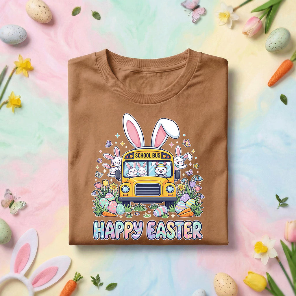 Happy Easter School Bus Bunny Shirt Cute Easter Bunny Bus Shirt Teacher Easter Shirt Spring School Bus Easter Gift Kids Teacher Tee