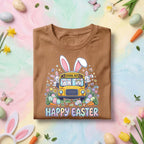 Happy Easter School Bus Bunny Shirt Cute Easter Bunny Bus Shirt Teacher Easter Shirt Spring School Bus Easter Gift Kids Teacher Tee