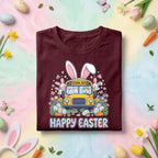 Happy Easter School Bus Bunny Shirt Cute Easter Bunny Bus Shirt Teacher Easter Shirt Spring School Bus Easter Gift Kids Teacher Tee