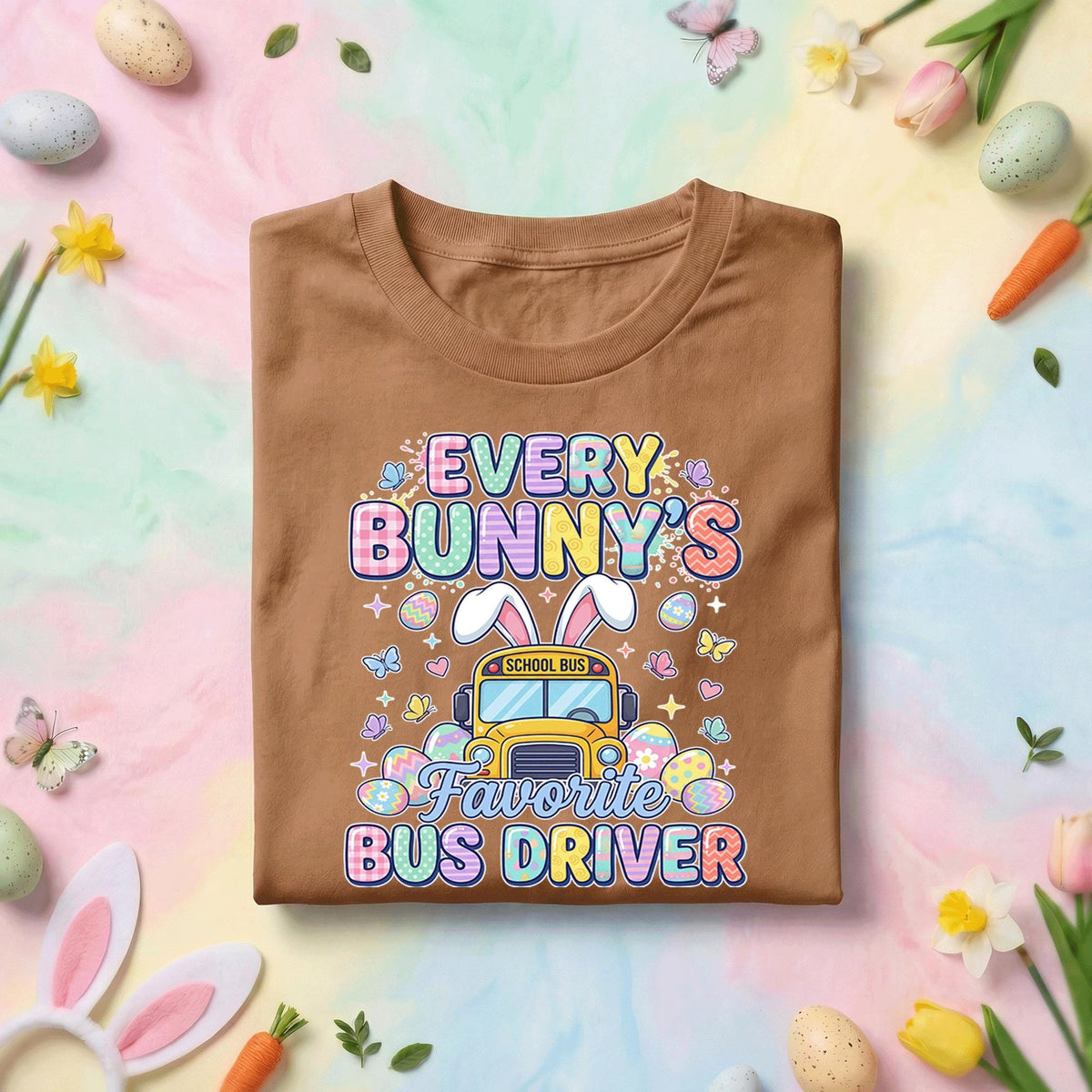 Every Bunny’s Favorite Bus Driver Easter Shirt Cute School Bus Bunny Driver Tee Funny Easter Bus Driver Gift Spring Bus Driver Shirt