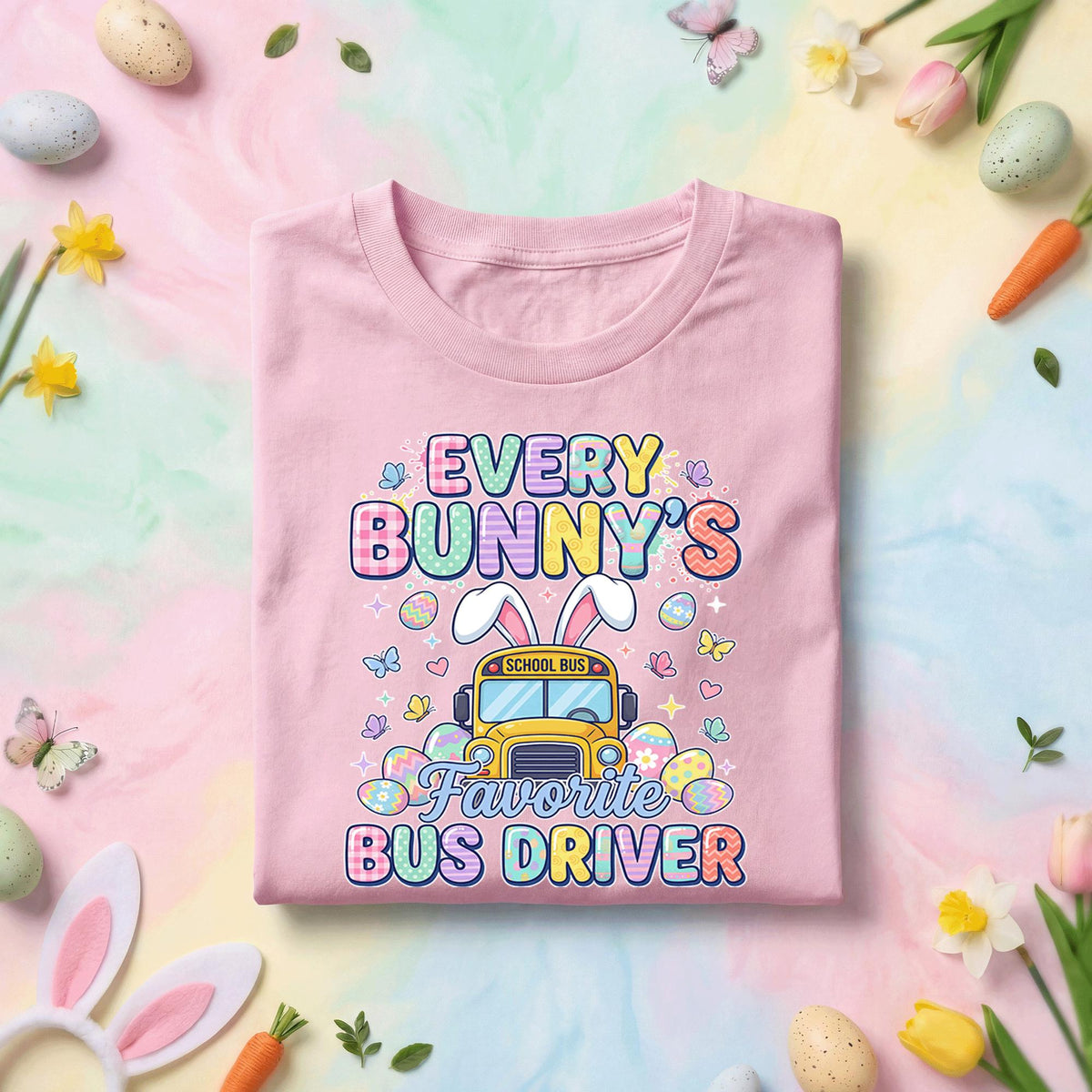 Every Bunny’s Favorite Bus Driver Easter Shirt Cute School Bus Bunny Driver Tee Funny Easter Bus Driver Gift Spring Bus Driver Shirt