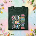 She Is Tea Cher Teacher Shirt Inspirational Teacher Appreciation Gift Cute Retro Teacher Tee Strong Chosen Beautiful Teacher Shirt