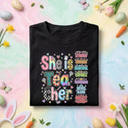 She Is Tea Cher Teacher Shirt Inspirational Teacher Appreciation Gift Cute Retro Teacher Tee Strong Chosen Beautiful Teacher Shirt