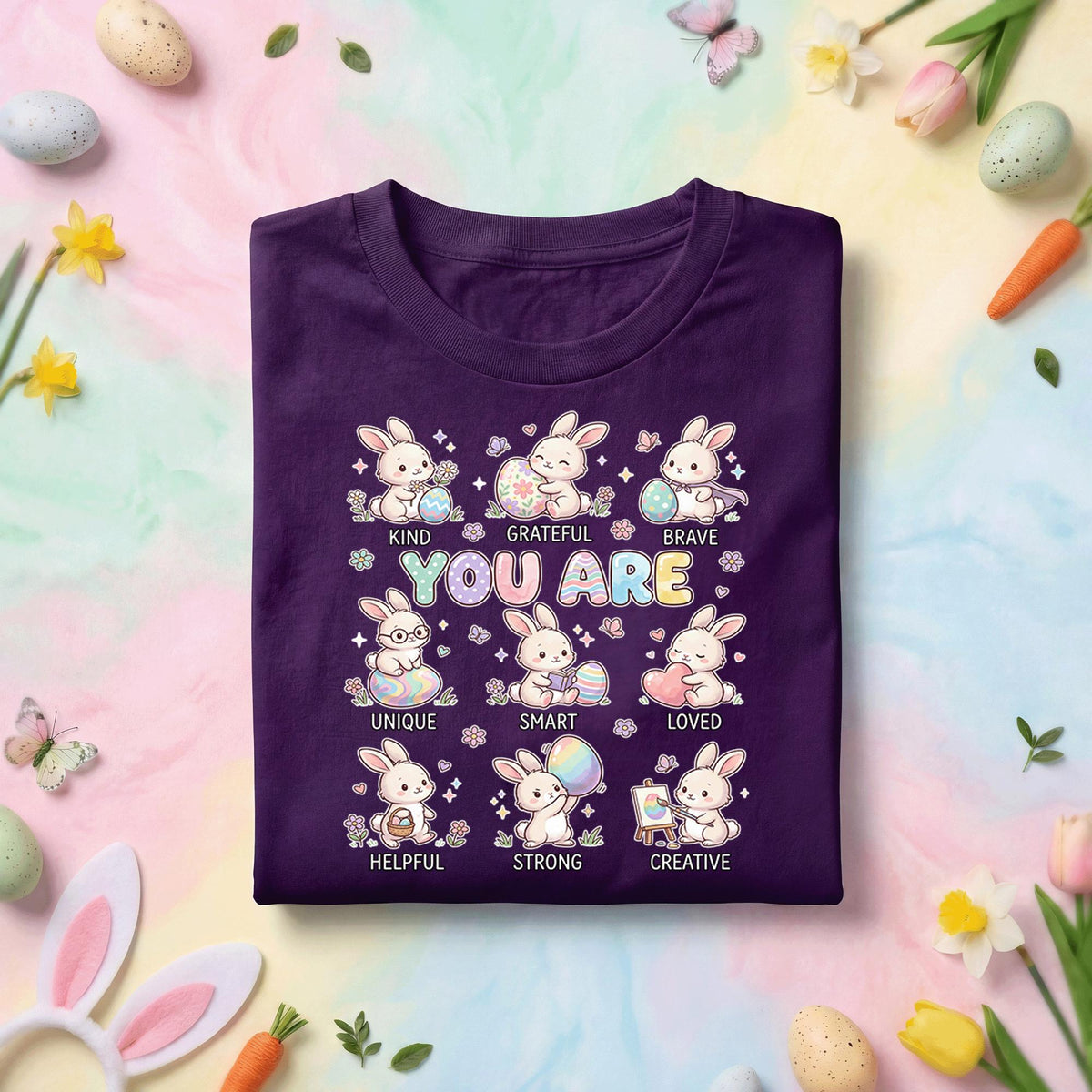 You Are Kind Brave Smart Bunny Shirt Positive Affirmation Easter Shirt Cute Bunny Teacher School Counselor Kids Kindness Shirt
