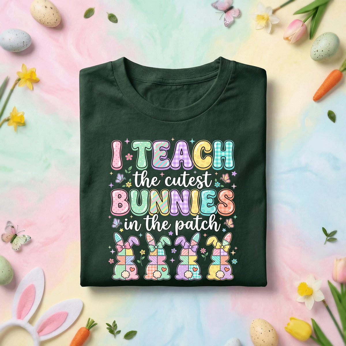 I Teach The Cutest Bunnies In The Patch Easter Teacher Shirt Cute Bunny Teacher Tee Funny Easter Teacher Gift Spring Classroom Shirt